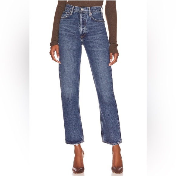 Agolde Denim - Agolde 90s Pinch Waist Jeans Range Women’s Size 27 Dark Denim Raw Hem Straight